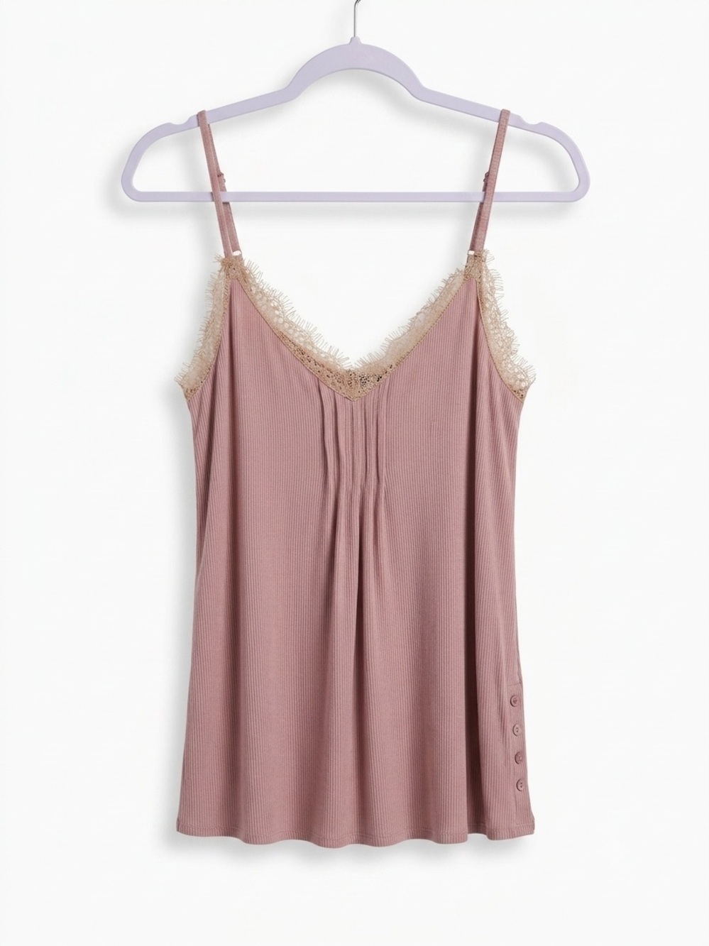 POL Tan Lace-Trim Camisole/ Tank Top